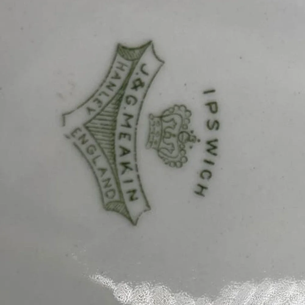 Ipswich J G Meakin England Serving Tray‎ Green Gold Antique Platter Vintage